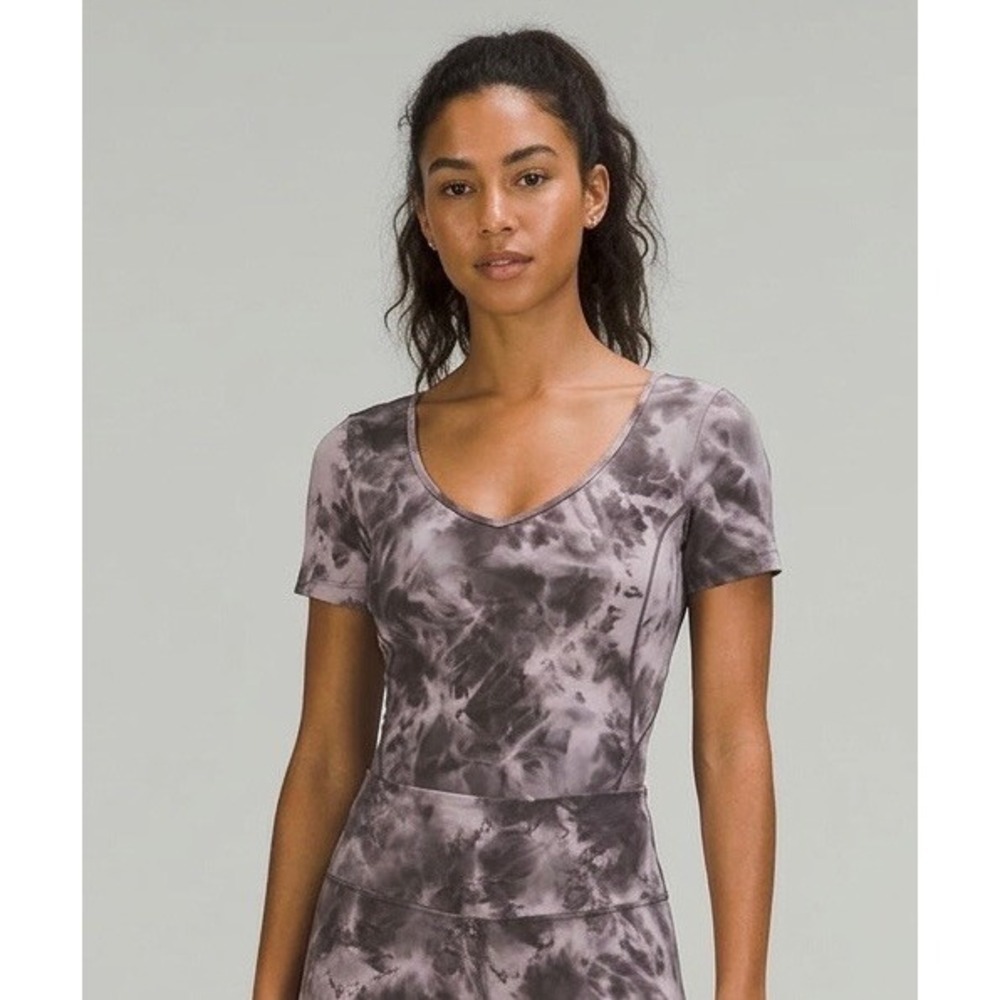 Lululemon Align T-Shirt Diamond Dye Graphite Grey Pink Pastel LW3FSCS Size 6